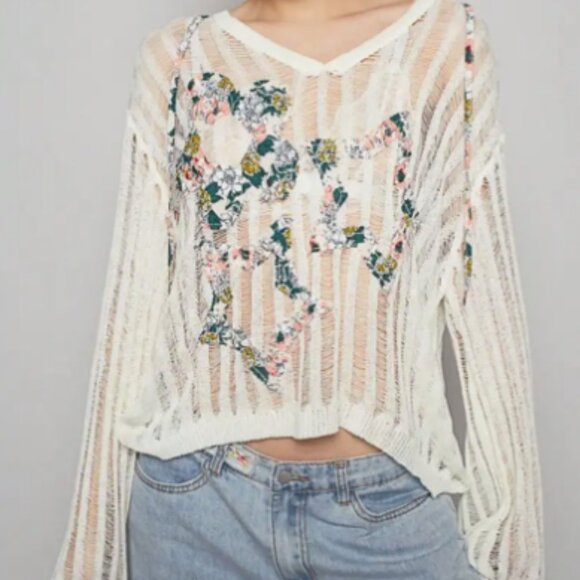 POL OPEN STITCH STAR HOODIE SWEATER